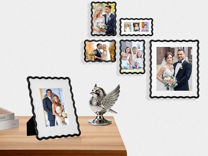 3-2x3‘’ Black Heavy-Duty Zinc Alloy Picture Frames, Unique Wave Design Black - Image 7