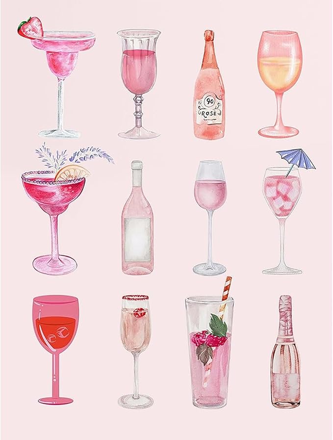 Pink Cocktail Diamond Art Kits for Adults, 5D DIY Coquette Diamond Painting by LEZHIJIA