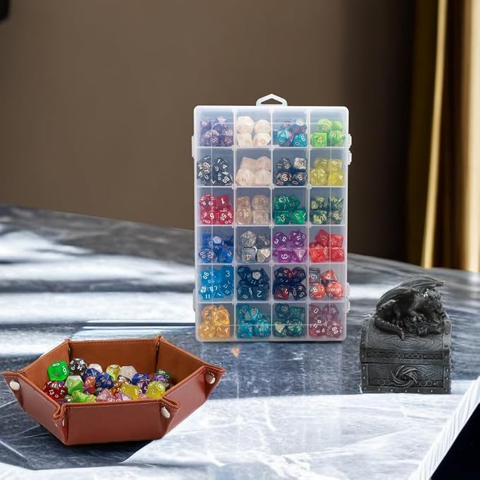 2 Pack DND Dice Storage Box Each 24 Grids Polyhedral Dice Organizer - Image 6