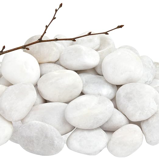 10 lb Natural Polished White Pebbles, 1-2 Inch Decorative White Rocks by RUOJAS