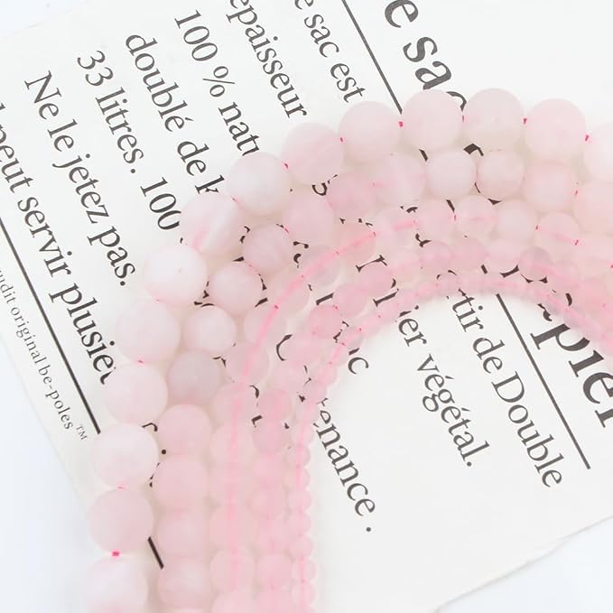 60pcs Natural Matte Pink Quartz Gemstone Beads，6mm Frosted Round Loose Stone - Image 5