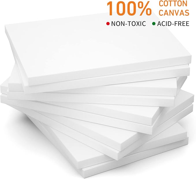 GOTIDEAL Stretched Canvas, 8x10 Inch Set of 10, Primed White - Image 3