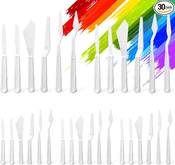 30Pcs Plastic Spatula Palette Knives Set, Pallete Knife Thin and Flexible Art by Unknown