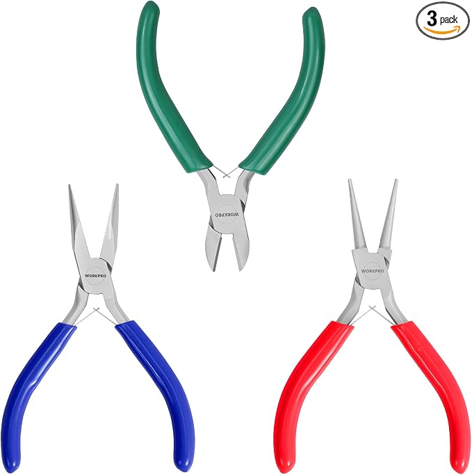 WORKPRO Jewelry Pliers Set, 3 Pack Jewelry Making Tool Kit- Needle Nose by WORKPRO
