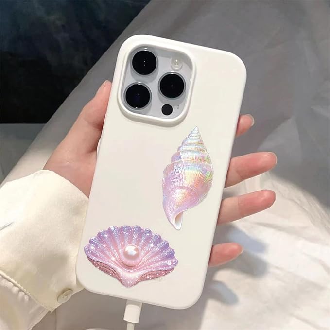 50PCS Sea Shell Stickers Aesthetic PET Conch Stickers Clamshell Pearls Decal - Image 5