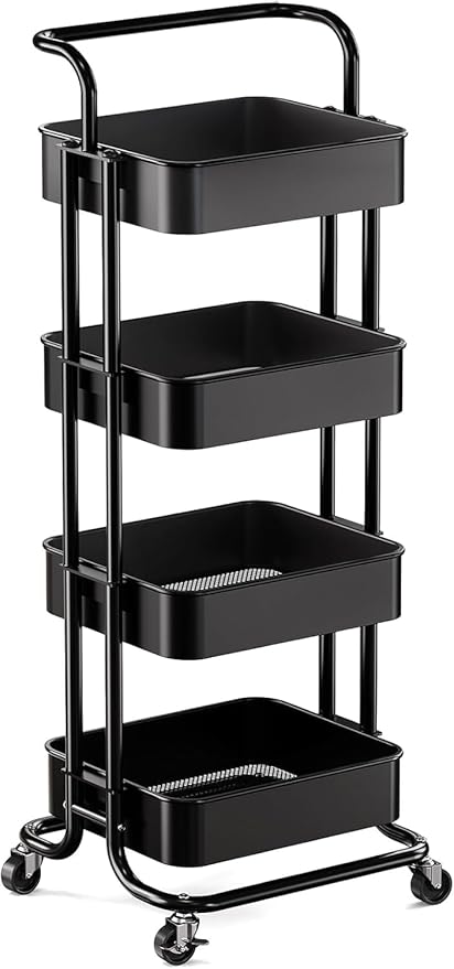 Pipishell 4 Tier Mesh Utility Cart, Rolling Metal Organization Cart by Pipishell