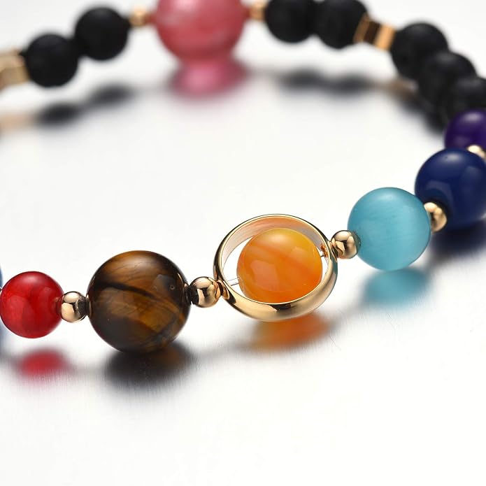Women Stone Bead Charm Bracelet Universe Galaxy the Eight Planets Nine Planets - Image 6