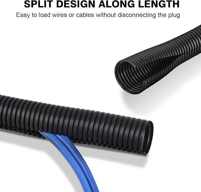 25ft - 1/2 inch Flame Retardant Split Wire Loom Tubing - Flexible Wire Covers - Image 2
