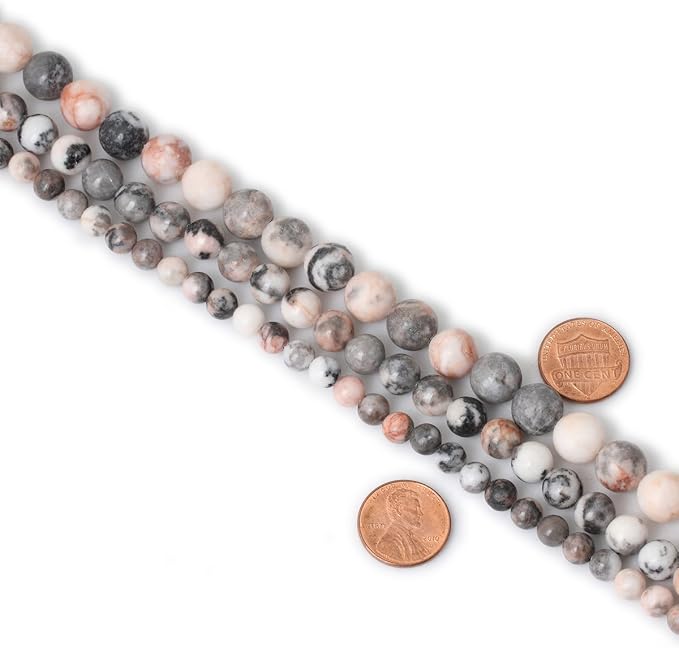 35PCS 10mm Natural Pink Zebra Jasper Round Loose Beads - Image 6