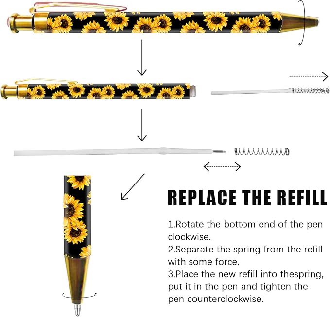 Ballpoint Pen 3Pcs Click Black Ink Metal Retractable 1.0 mm Medium Ballpoint - Image 4