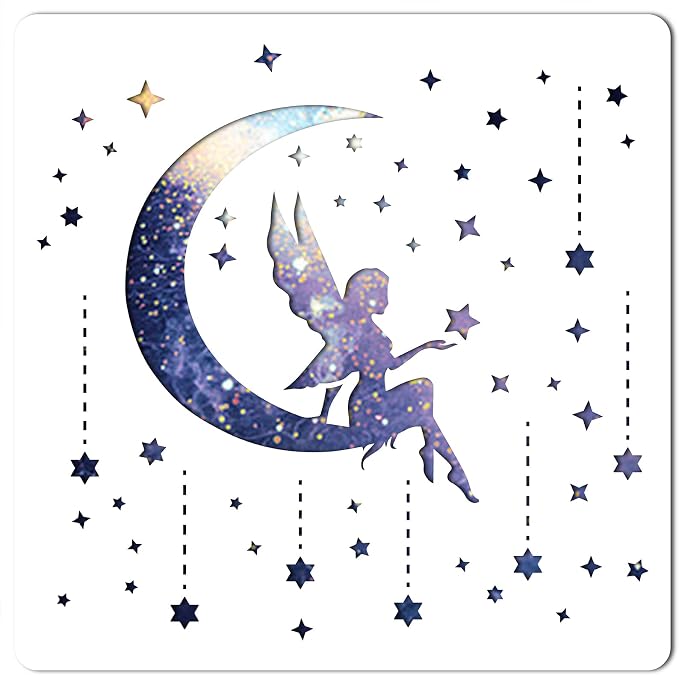 GORGECRAFT Moon Goddess Logo Stencil Reusable Star Wall Painting Template Large by GORGECRAFT