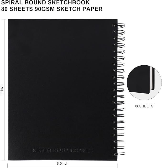 8.5x11inches Hardbound Sketch Book, Spiral Bound Sketch Pad, 80-Sheets 90gsm - Image 2
