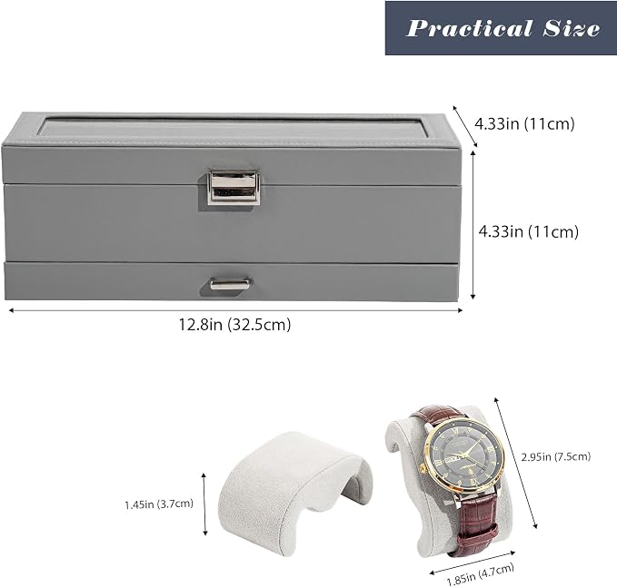 ProCase Watch Box, 6 Slot Watches Display Case - Image 6