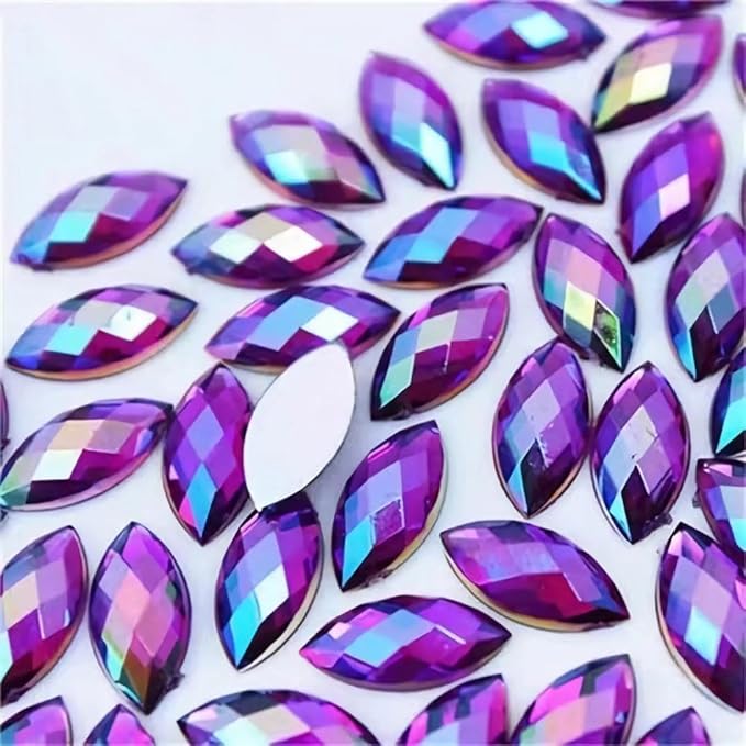 100 Pcs 15x7mm AB Colorful Jewels Gems Rhinestones by UYTRDVG