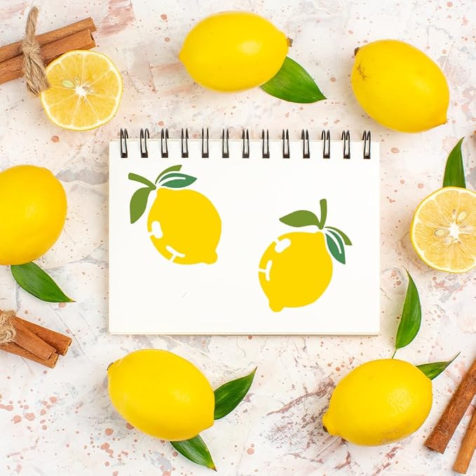 9Pcs Lemon Stencils for Painting, 5.9"x 5.9" Reusable Lemon Slices Stencil - Image 6