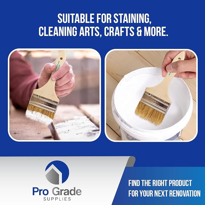 Pro Grade 4" Chip Brushes, Disposable Paint Brushes, - Image 3