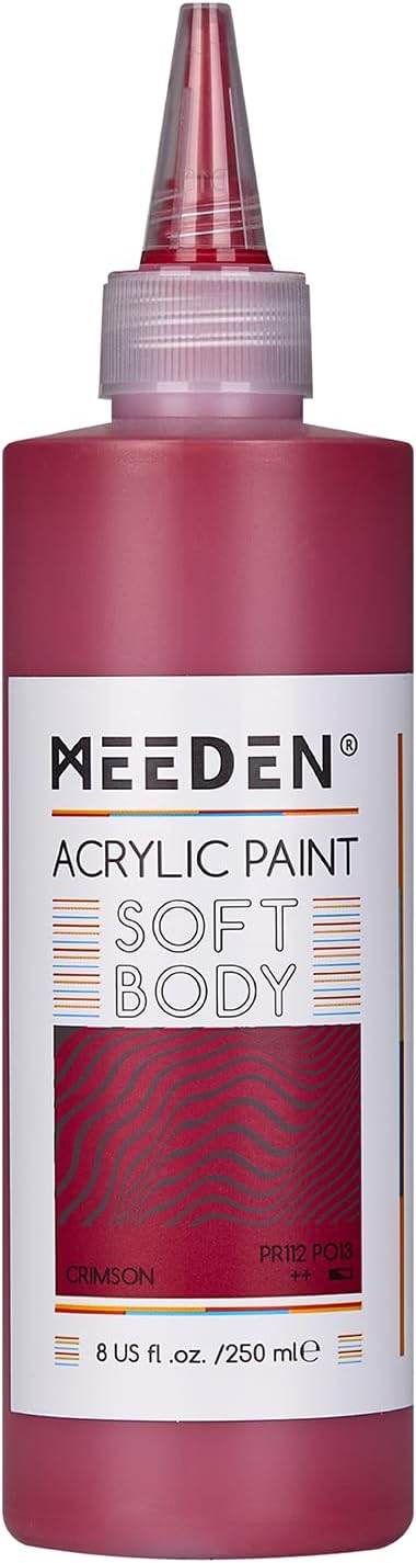 MEEDEN Soft Body Acrylic Paint: Crimson Red Matte Finish - 250ml/8.45oz Bulk by MEEDEN