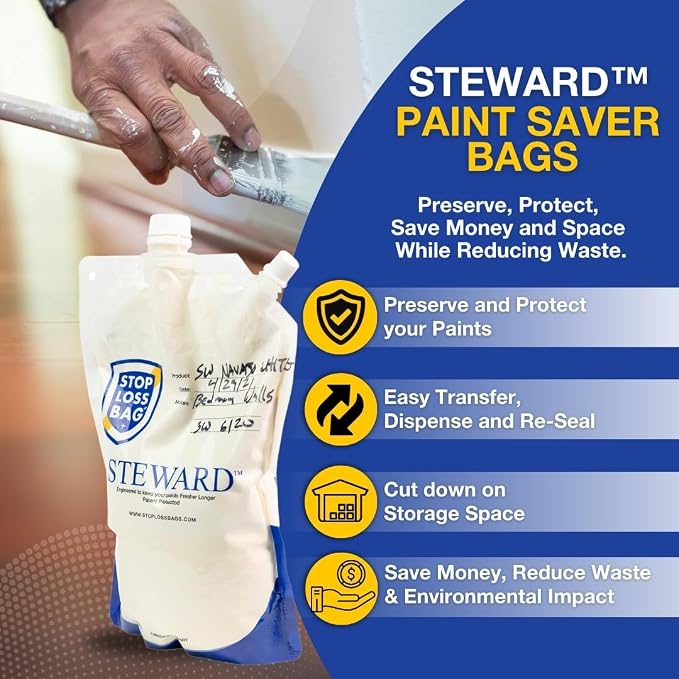 8 Reusable Paint Storage Bags 1L Leftover Paint Containers, Funnel and Clip | - Image 5