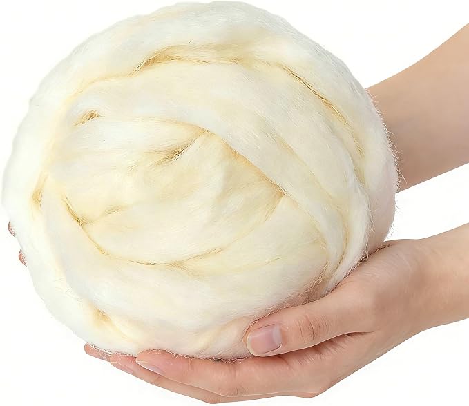 3.4oz Felting Wool Coconut Milk, Needle Felting Wool, Wool Roving by %22VNAKER%22+Flagship