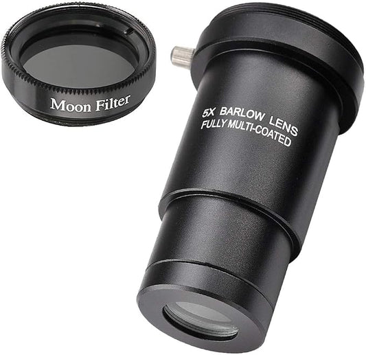 1.25-inch 5X Barlow Lens & Moon Filter Kit-for Telescope Eyepieces | Wide-angle by STARBOOSA