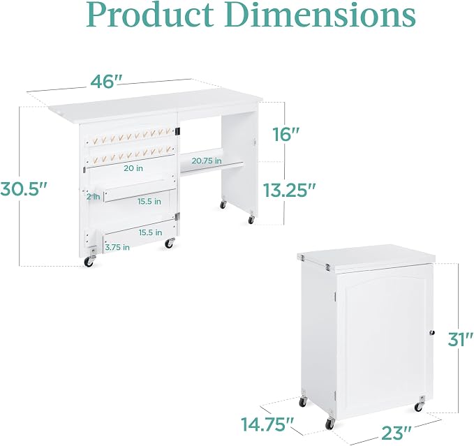 Best Choice Products Folding Sewing Table Multipurpose Craft Station & Side Desk - Image 2