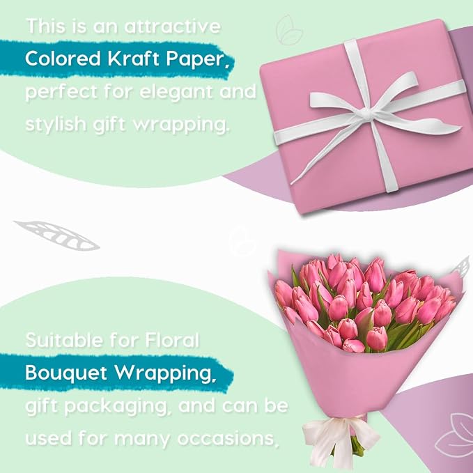 PerkHomy Light Pink Kraft Paper Roll 48" x 3 - Image 3