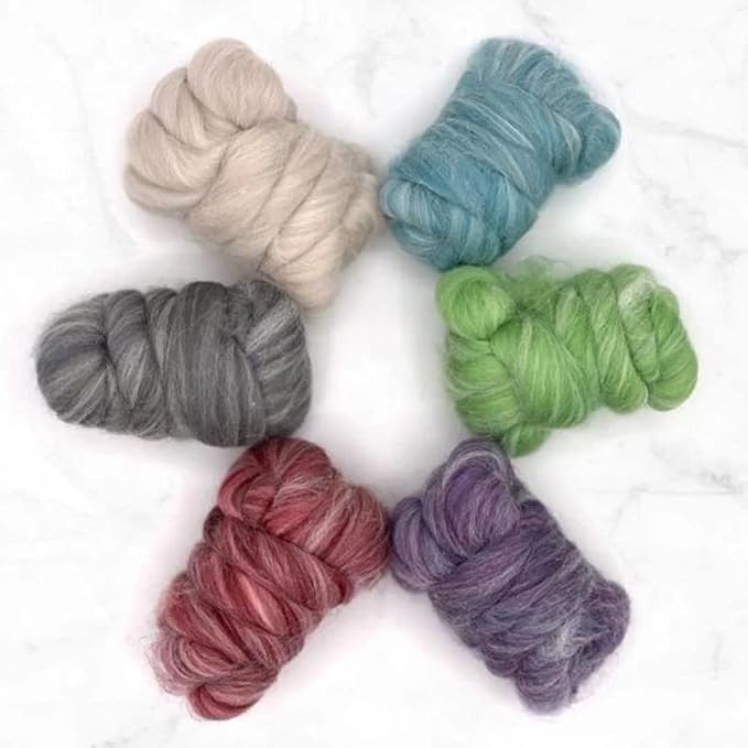 Revolution Fibers Cascade Range Wool Roving Variety Pack | 6 Super Soft by RevolutionFibers