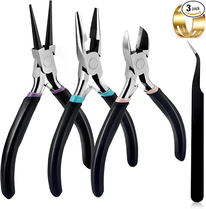 URSKYTOUS 3Pcs Jewelry Pliers Set Jewelry Making Pliers Tools Kit Include by URSKYTOUS