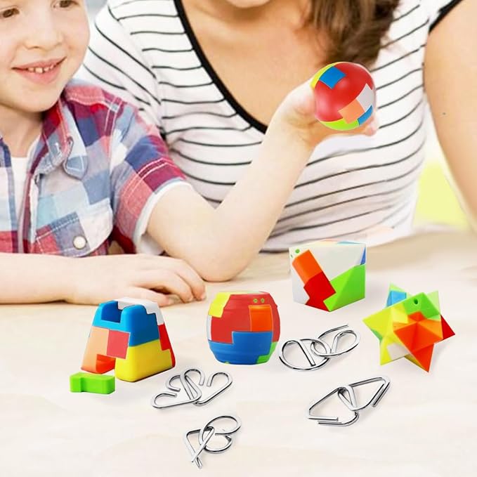16 Pack Brain Teasers Puzzles for Kids & Adults, Brain Teasers Metal IQ Toys - Image 5
