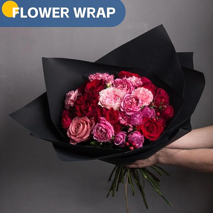 Black Wrapping Paper, Bouquet Graduation Gift Wrap - Image 4