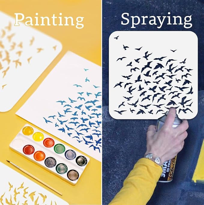4Pcs Bird Flock Stencils for Painting, Reusable Bird Stencil Drawing Templates - Image 3