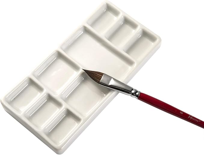 MEEDEN 9-Well News Ceramic Rectangle Artist Paint Palette - Image 7