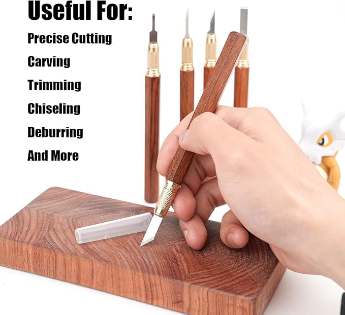 TOOLCOOL Precision Craft Knife Exacto Knife Hobby Knife Set Wooden Handle - Image 6
