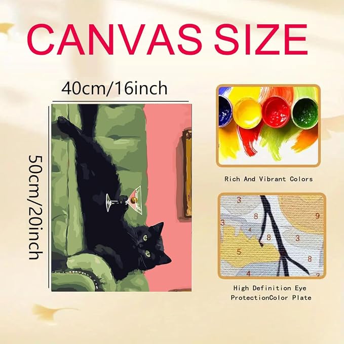 GEMFAMILY Black Cat Paint by Numbers Kit - Image 5