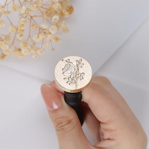 UNIQOOO Wild Rose Wax Seal Stamp | French Rose Botanical Flower Stamp Perfect - Image 2