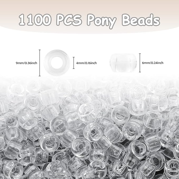 Pony Beads 1100 Pcs, Beads for Bracelets Making, Plastic Bead for Crafts - Image 2