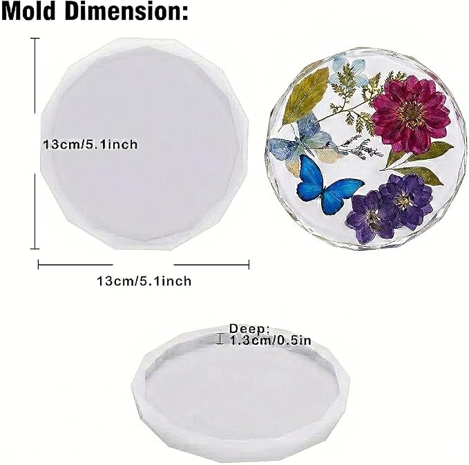 6-Pack Diamond Edge Resin Coaster Molds -5 inche Round Silicone Molds - Image 7