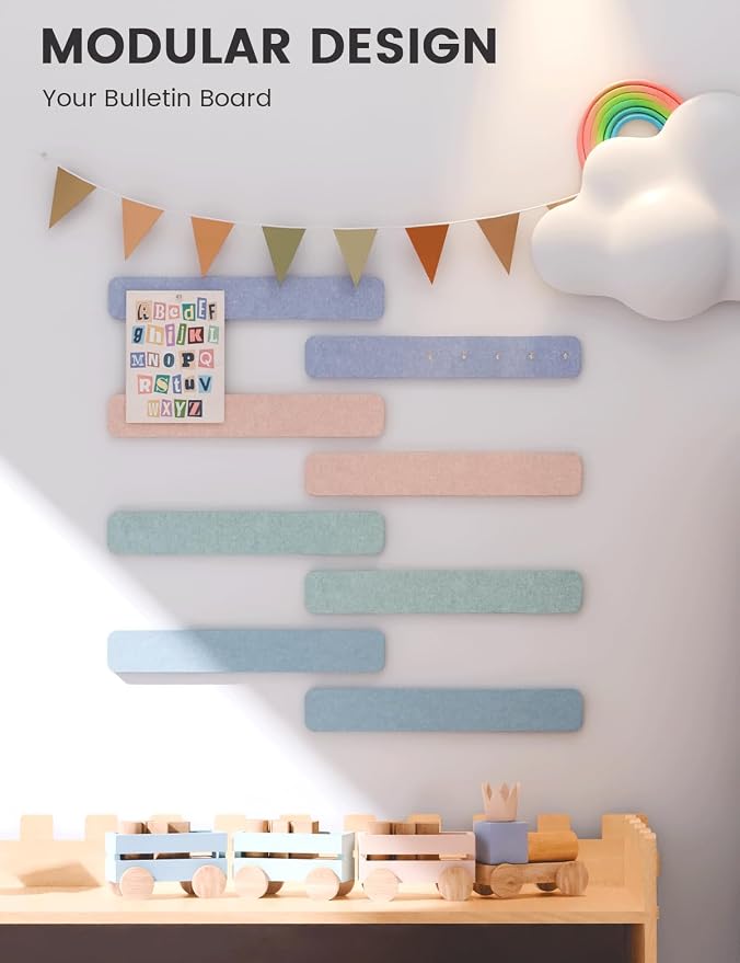 Fluxynara Cork Board Alternative Felt Strip Board 8-Pack 13"x2", Office Pin - Image 5