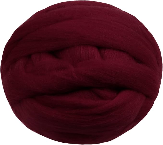 JeogYong Needle Felting Wool, 3.53oz Wool Roving Chunky Wool Yarn, Wine Red by JeogYong