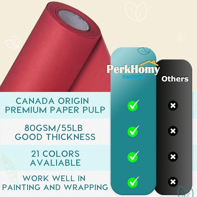 PerkHomy Red Kraft Paper Roll 36" x 1 - Image 3