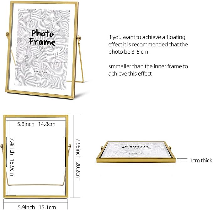 AceList Glass Picture Frame, 5x7 Metal Geometric - Image 3