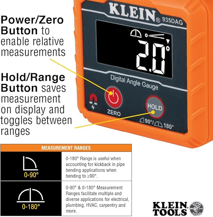 Klein Tools 935DAG Digital Electronic Level and Angle Gauge, Measures 0 - Image 3