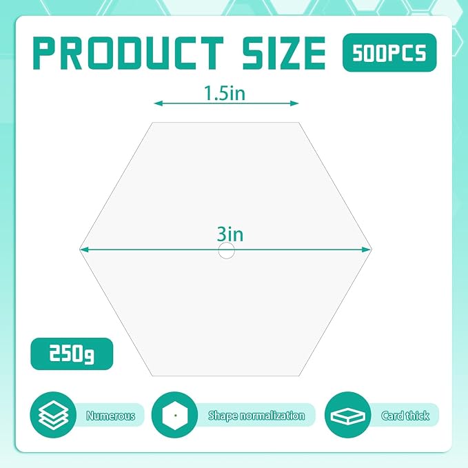 500 PCS 1.5" White Hexagon Piecing Paper Templates, Quilting Templates - Image 2