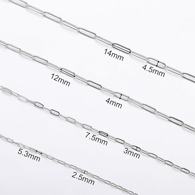 SMYHTGLIF 32.8 Feet Silver Cable Paperclip Jewelry Making Chains Stainless - Image 4