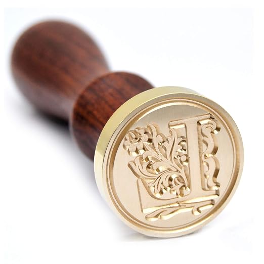 Initial Alphabet Wax Sealing Stamps, Brass Head Wooden Handle, by TELOSMA