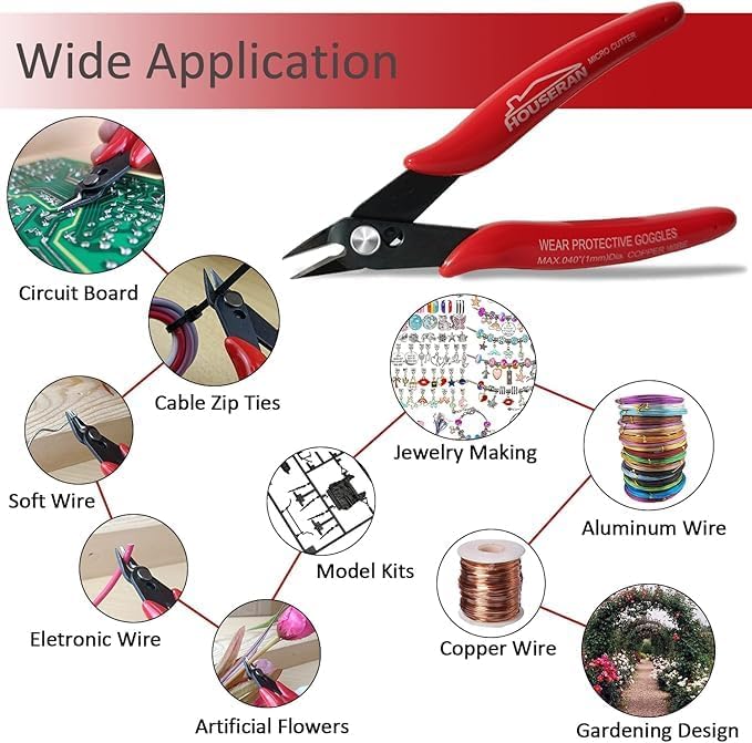 170 Wire Cutters, Small Wire Cutters, 2 PACK, 5 Inch Micro Flush Cutter - Image 4