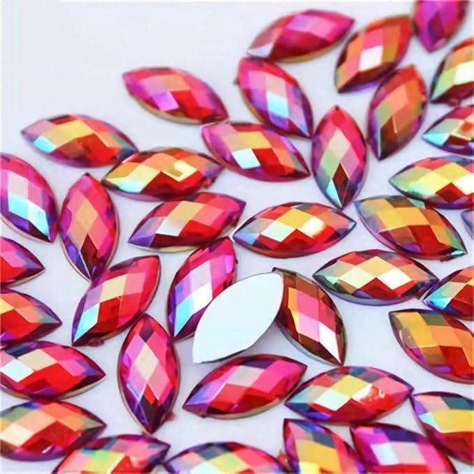 100 Pcs 15x7mm AB Colorful Jewels Gems Rhinestones by UYTRDVG
