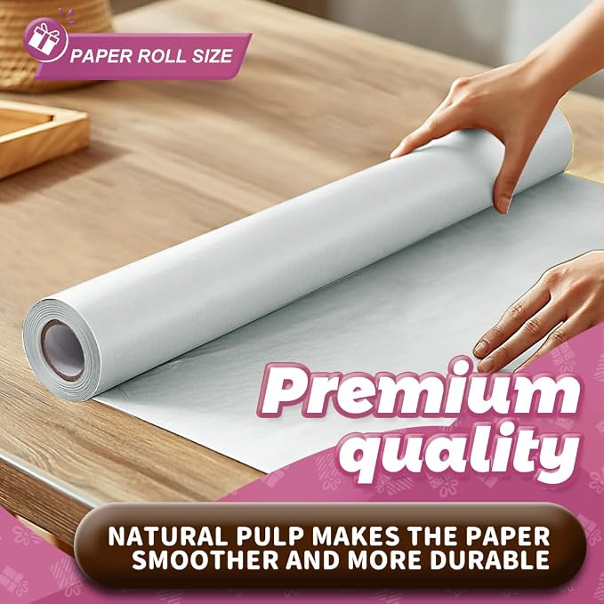PerkHomy Light Grey Kraft Paper Roll 17.5" x 760" - Image 3