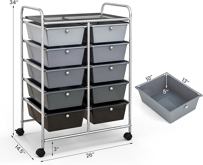 BECOMFORT 10-Drawer Rolling Cart - Image 3