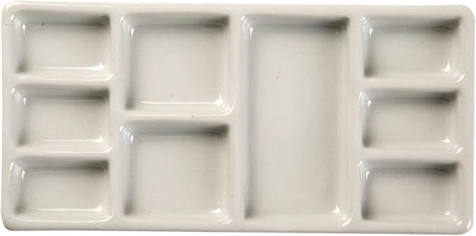 MEEDEN 9-Well News Ceramic Rectangle Artist Paint Palette by MEEDEN
